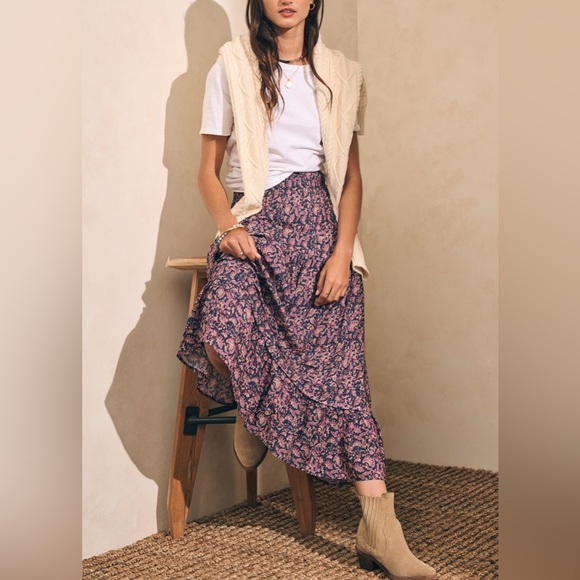 Faherty Purple Floral Maxi Skirt size Large Vintage Look - Picture 4 of 9